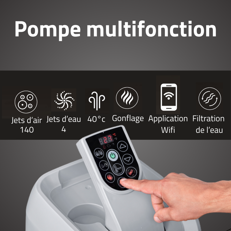 Spa gonflable carré Lay-Z-Spa Cabo HydroJet avec WiFi 4-6 personnes – Image 7