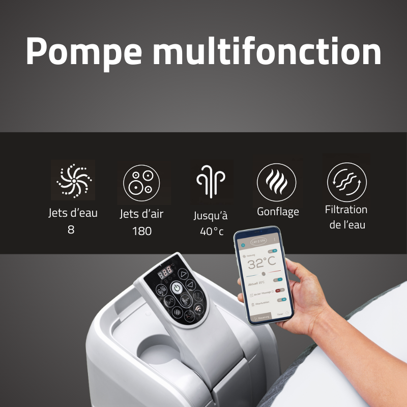 Spa gonflable carré Lay-Z-Spa Maldives Smart Luxe HydroJet Pro avec WiFi 5-7 personnes – Image 7