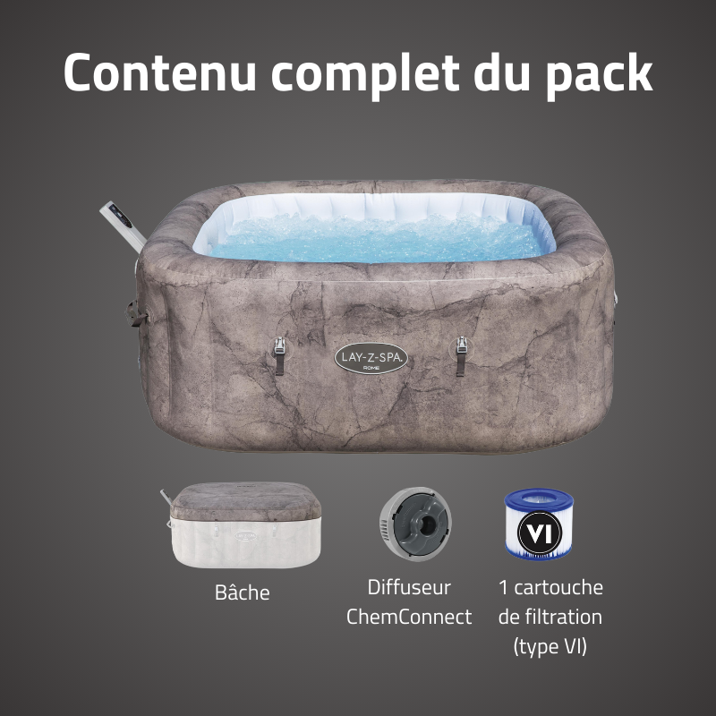 Spa gonflable carré Lay-Z-Spa Rome Smart AirJet EnergySense avec WiFi 4-6 personnes – Image 7