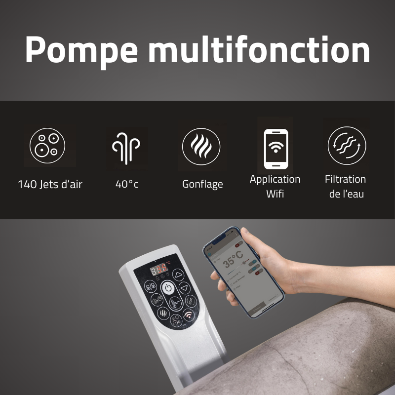 Spa gonflable carré Lay-Z-Spa Rome Smart AirJet EnergySense avec WiFi 4-6 personnes – Image 8
