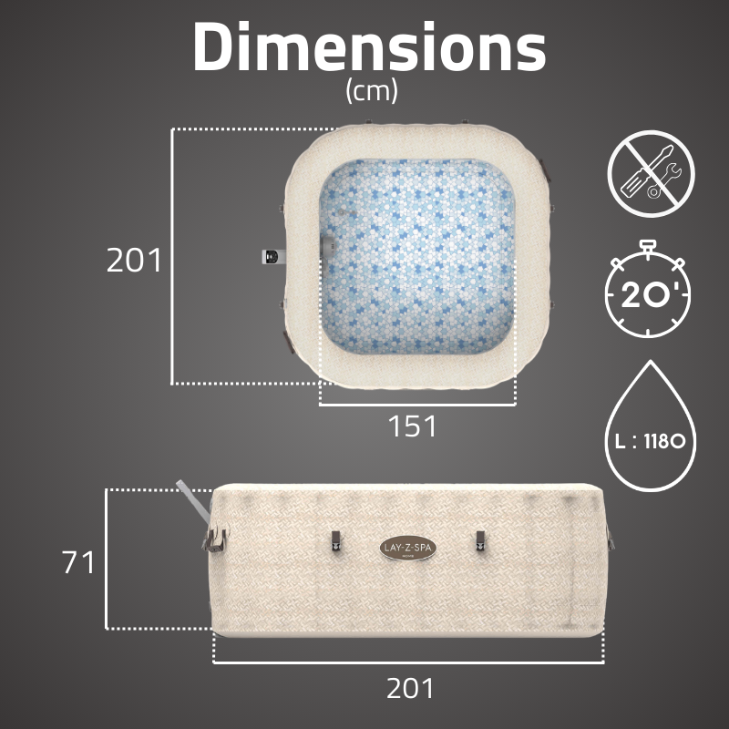 Spa gonflable carré Lay-Z-Spa Rome Smart AirJet EnergySense avec WiFi 5-7 personnes – Image 3