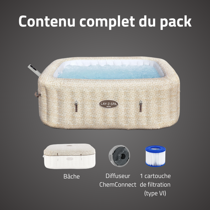 Spa gonflable carré Lay-Z-Spa Rome Smart AirJet EnergySense avec WiFi 5-7 personnes – Image 7