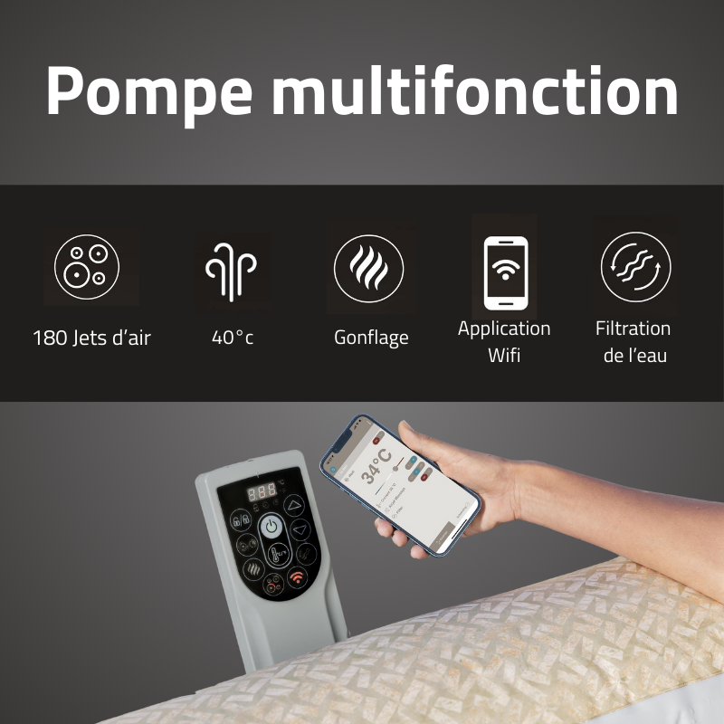 Spa gonflable carré Lay-Z-Spa Rome Smart AirJet EnergySense avec WiFi 5-7 personnes – Image 8