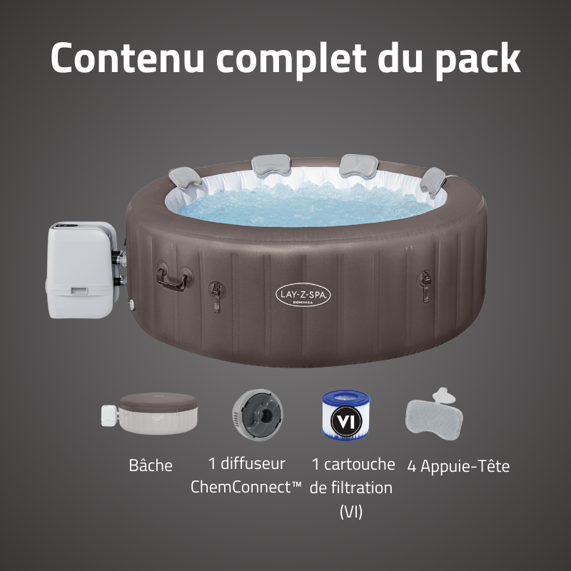 Spa gonflable rond Lay-Z-Spa Dominica Smart HydroJet Wifi 4-6 personnes – Image 8