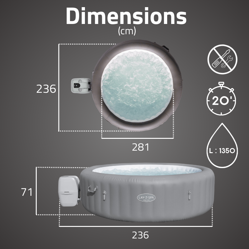 Spa gonflable rond Lay-Z-Spa Grenada Smart AirJet avec WiFi 6-8 personnes – Image 3