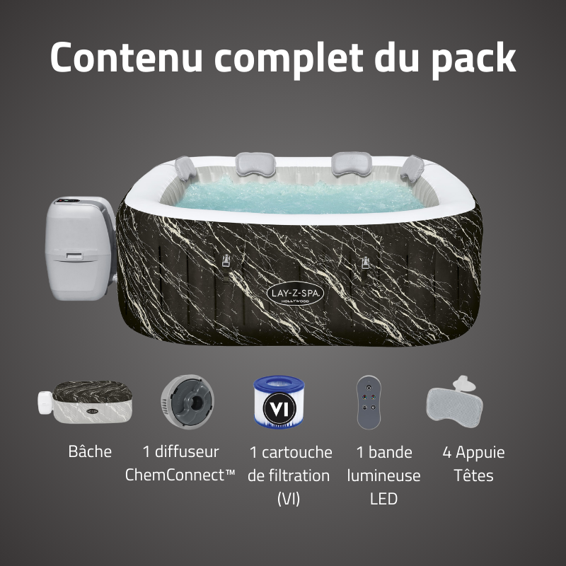 Spa gonflable carré Lay-Z-Spa Hollywood Luxe AirJet LED 4-6 personnes – Image 7