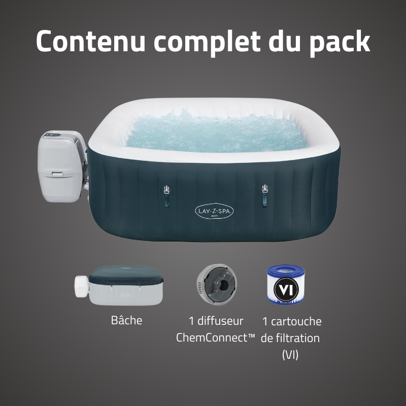Spa gonflable carré Lay-Z-Spa Ibiza AirJet EnergySense 4-6 personnes – Image 8