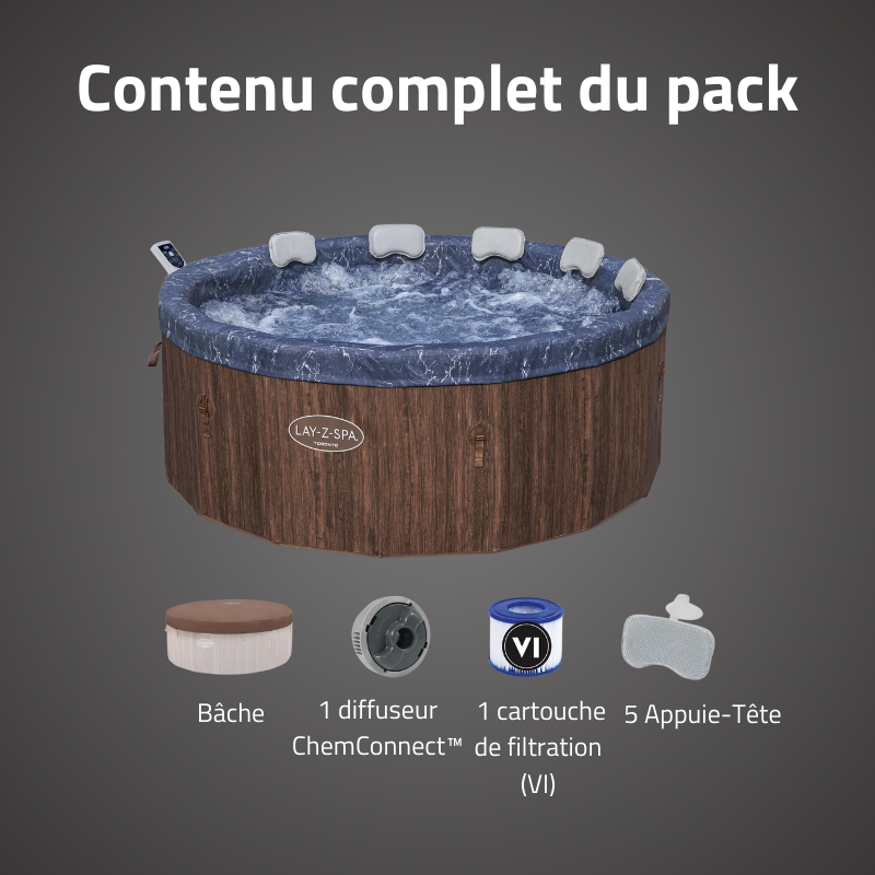 Spa semi rigide rond Lay-Z-Spa Toronto Smart AirJet Thermacore avec WiFi 5-7 personnes – Image 7