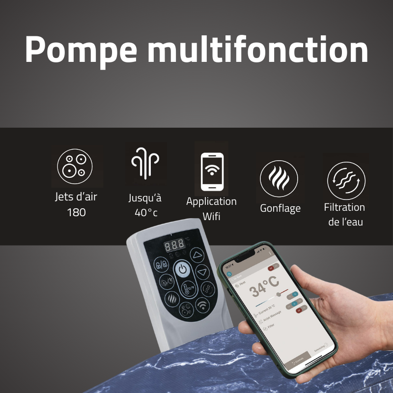 Spa semi rigide rond Lay-Z-Spa Toronto Smart AirJet Thermacore avec WiFi 5-7 personnes – Image 8