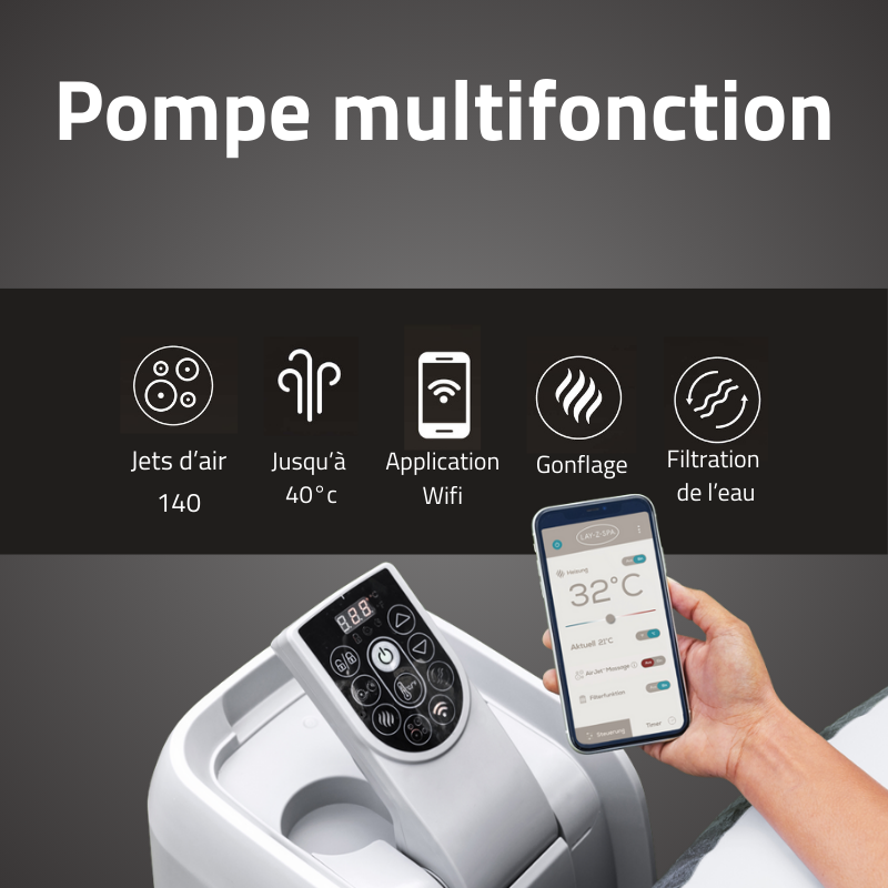 Spa gonflable rond Lay-Z-Spa Vancouver AirJet Plus avec WiFi 3-5 personnes – Image 7