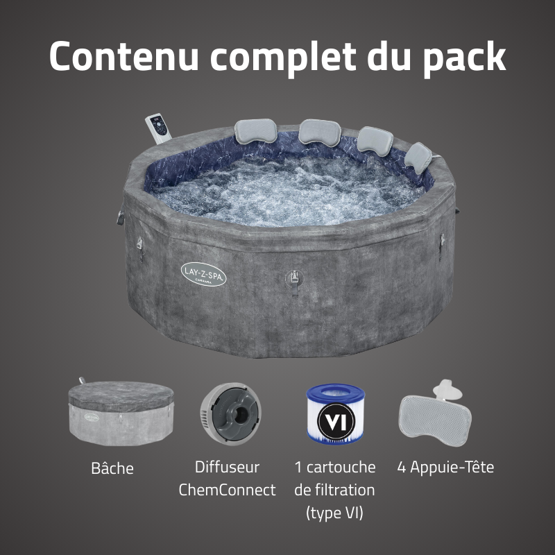 Spa semi rigide rond Lay-Z-Spa Carrara Smart AirJet Thermacore avec WiFi 4-6 personnes – Image 7